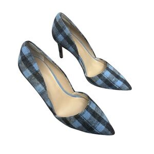 Ann Taylor Azra Blue Plaid Heels Size 9.5